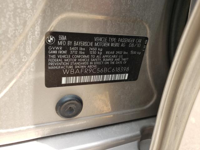 2011 BMW 550 I WBAFR9C56BC618398