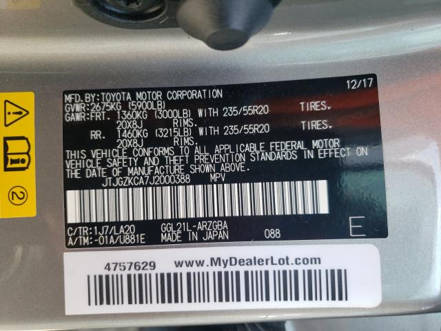 2018 LEXUS RX 350 L JTJGZKCA7J2000388