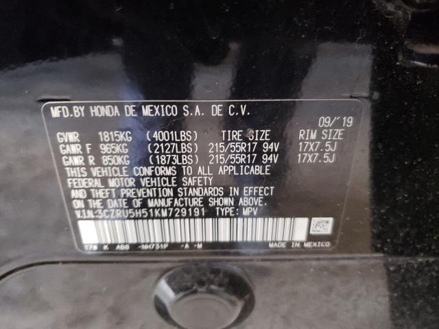 2019 HONDA HRV 3CZRU5H51KM729191