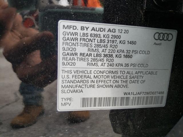 VIN WA1LJAF72MD027486 2021 Audi Q7, Premium Plus no.10