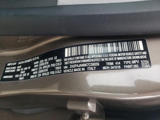 2019 ALFA ROMEO STELVIO ZASPAJAN9K7C58059