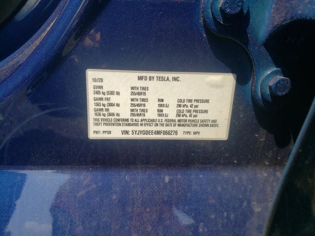 2021 TESLA MODEL Y 5YJYGDEE4MF066276