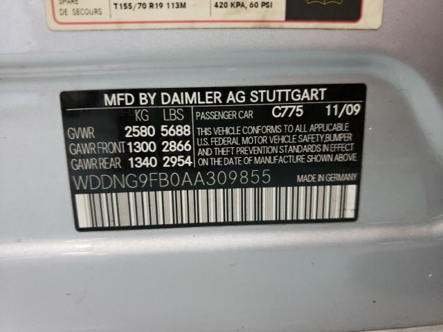 2010 MERCEDES-BENZ S 400 WDDNG9FB0AA309855