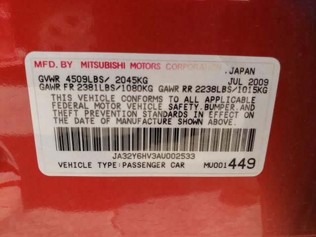 2010 MITSUBISHI LANCER RAL JA32Y6HV3AU002533