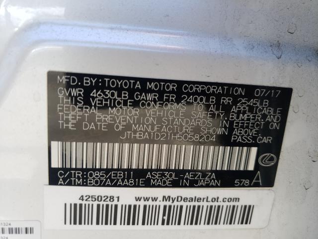 2017 LEXUS IS 200T JTHBA1D21H5058204