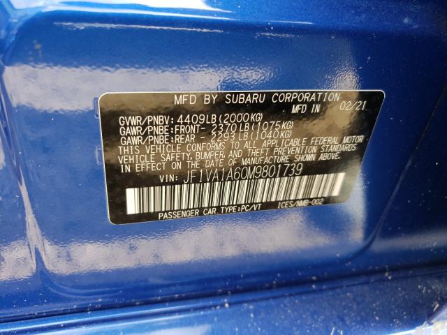 2021 SUBARU WRX JF1VA1A60M9801739