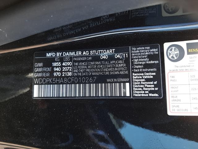 2012 MERCEDES-BENZ SLK 350 WDDPK5HA8CF010267