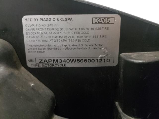 2006 PIAGGIO BV 500 ZAPM340W565001210