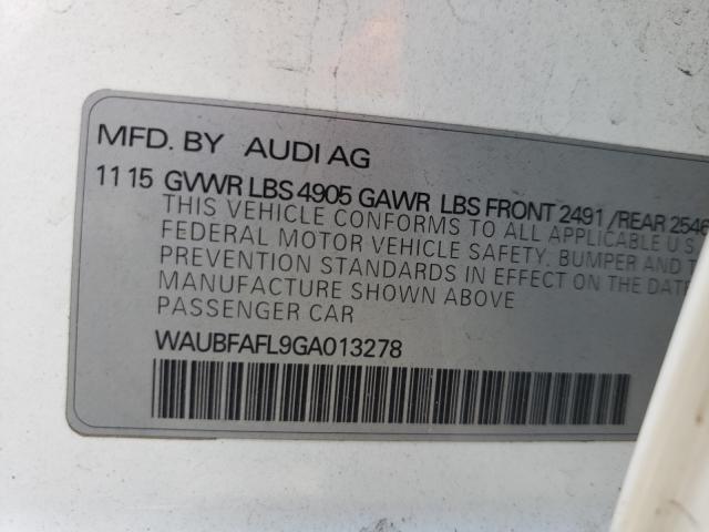 VIN WAUBFAFL9GA013278 2016 Audi A4, Premium S-Line no.10