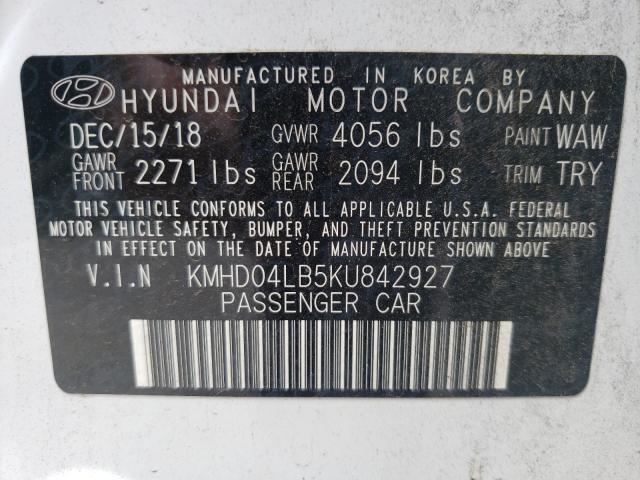 2019 HYUNDAI ELANTRA SP - KMHD04LB5KU842927