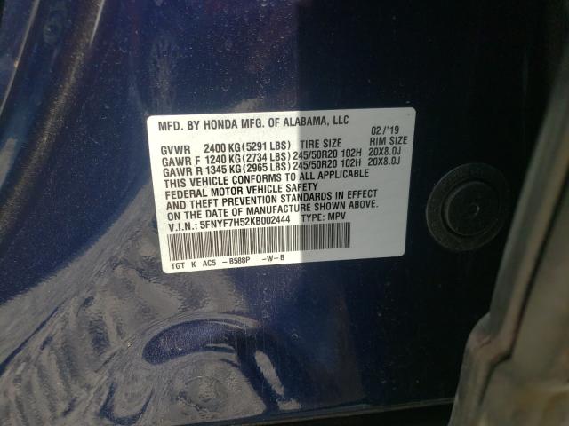 2019 HONDA PASSPORT E 5FNYF7H52KB002444