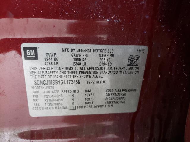 2016 CHEVROLET TRAX LTZ 3GNCJMSB1GL172459