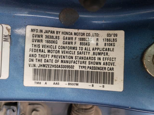 2010 HONDA INSIGHT LX JHMZE2H50AS009502