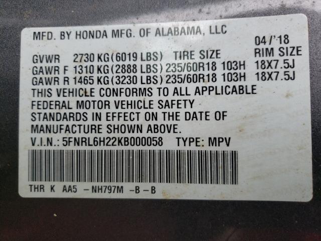 2019 HONDA ODYSSEY LX - 5FNRL6H22KB000058