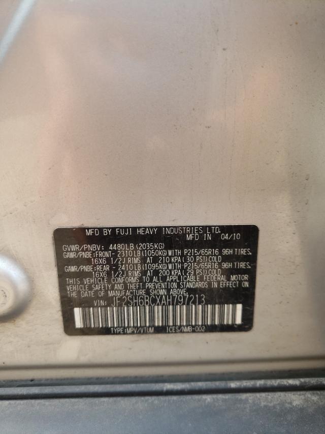 2010 SUBARU FORESTER X JF2SH6BCXAH797213