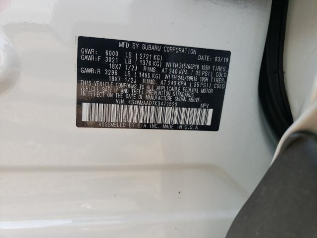 2019 SUBARU ASCENT 4S4WMAAD7K3471520
