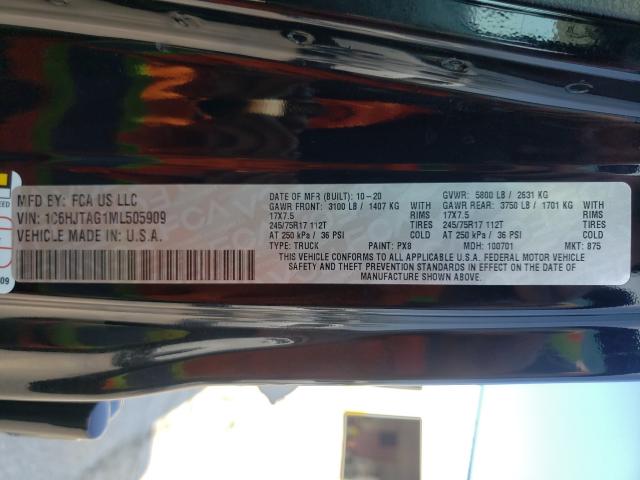 2021 JEEP GLADIATOR 1C6HJTAG1ML505909
