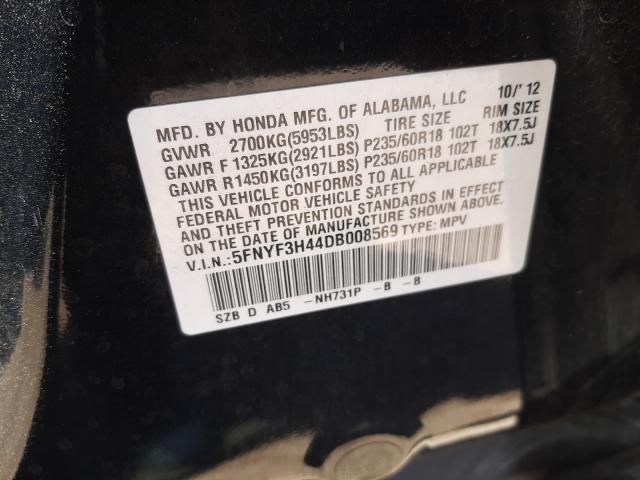 2013 HONDA PILOT EX 5FNYF3H44DB008569