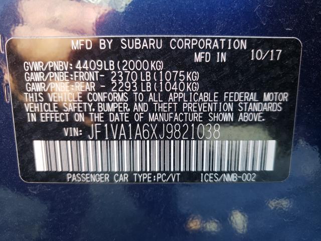 2018 SUBARU WRX JF1VA1A6XJ9821038