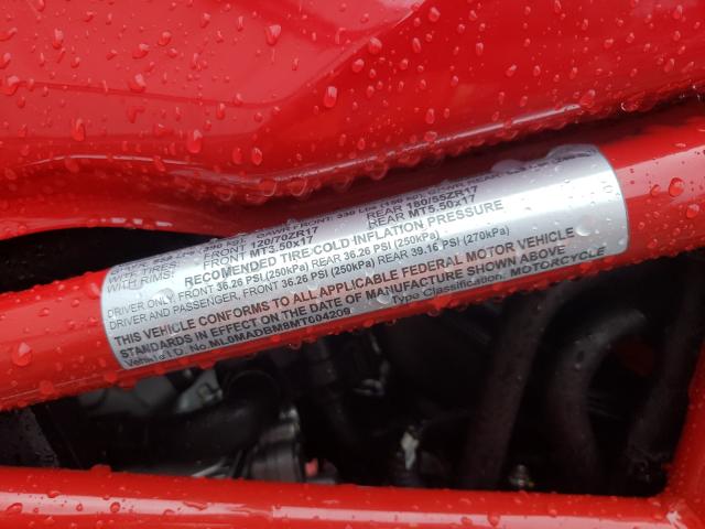 2021 DUCATI MONSTER 79 ML0MADBM8MT004209