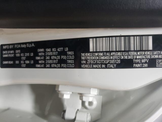 2016 FIAT 500X LOUNG ZFBCFXDT3GP395126