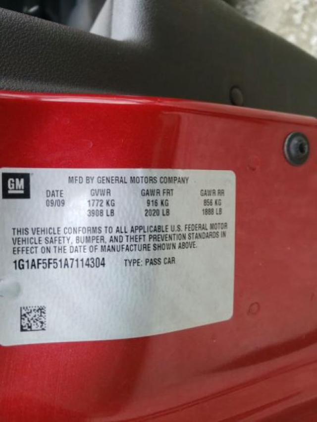 2010 CHEVROLET COBALT 1G1AF5F51A7114304