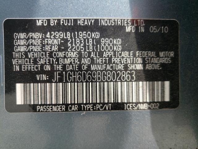 2011 SUBARU IMPREZA OU JF1GH6D69BG802863