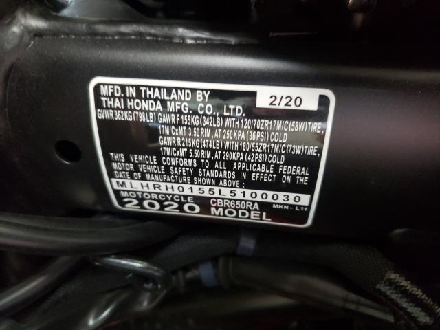 2020 HONDA CBR650 RA MLHRH0155L5100030
