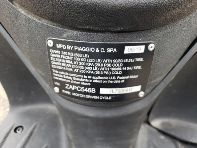 2020 PIAGGIO MOTORCYCLE ZAPC546B7L7000912