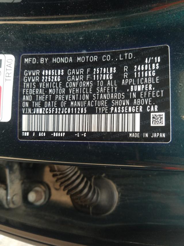 2018 HONDA CLARITY TO JHMZC5F32JC011285