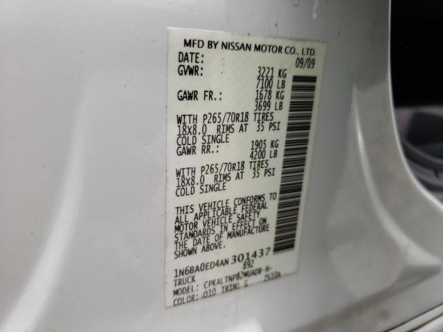 2010 NISSAN TITAN XE 1N6BA0ED4AN301437