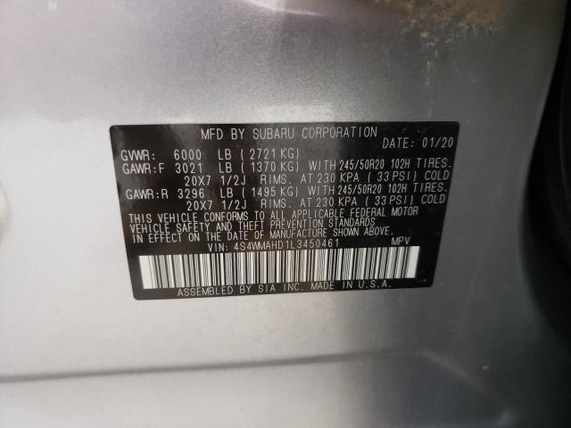 2020 SUBARU ASCENT PRE 4S4WMAHD1L3450461
