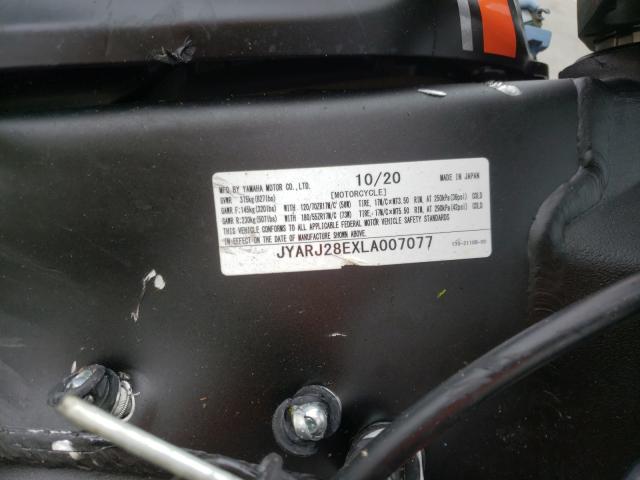 2020 YAMAHA YZFR6 JYARJ28EXLA007077