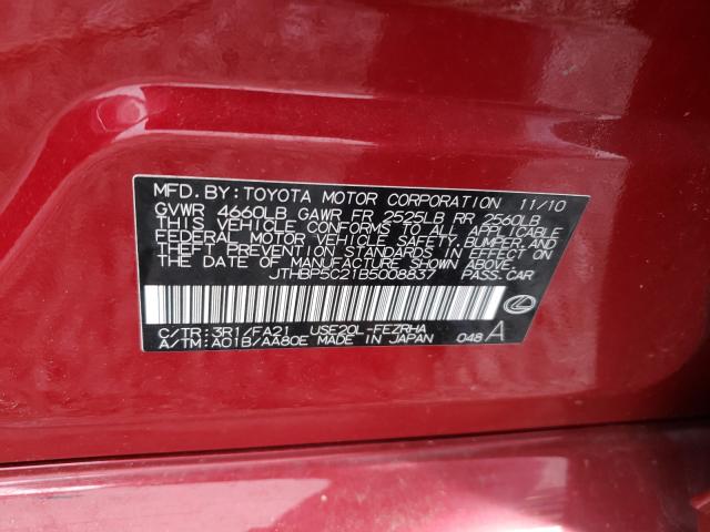 2011 LEXUS IS F JTHBP5C21B5008837
