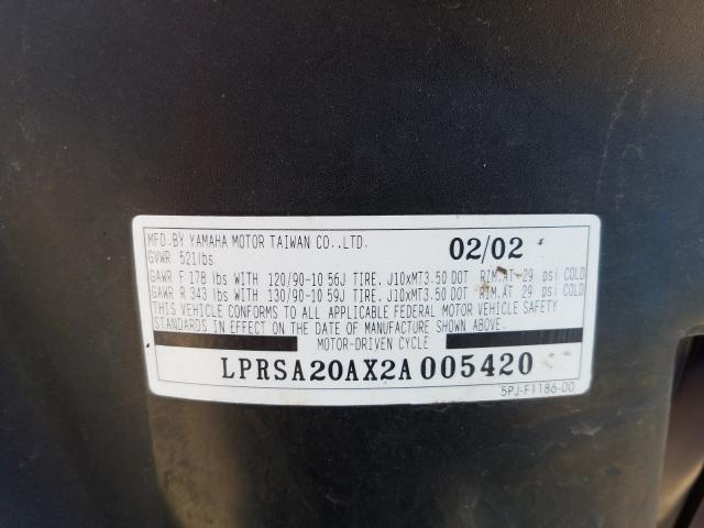 2002 YAMAHA YW50 AP ZU LPRSA20AX2A005420