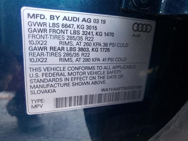 VIN WA1VAAF73KD037093 2019 Audi Q7, Prestige no.10