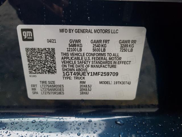 2021 GMC SIERRA K35 1GT49UEY1MF259709