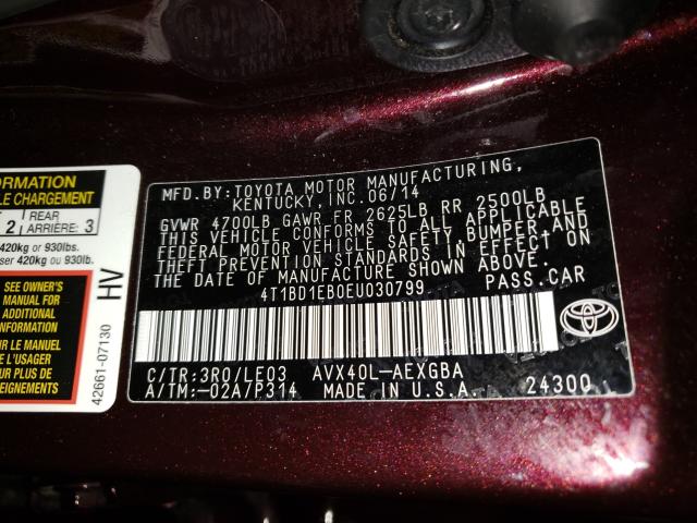 2014 TOYOTA AVALON HYB 4T1BD1EB0EU030799
