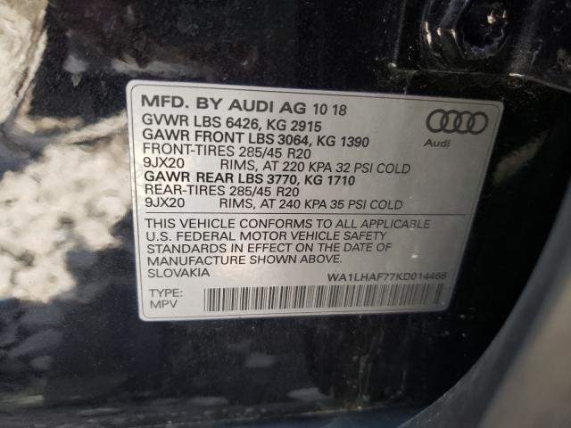 VIN WA1LHAF77KD014466 2019 Audi Q7, Premium Plus no.10