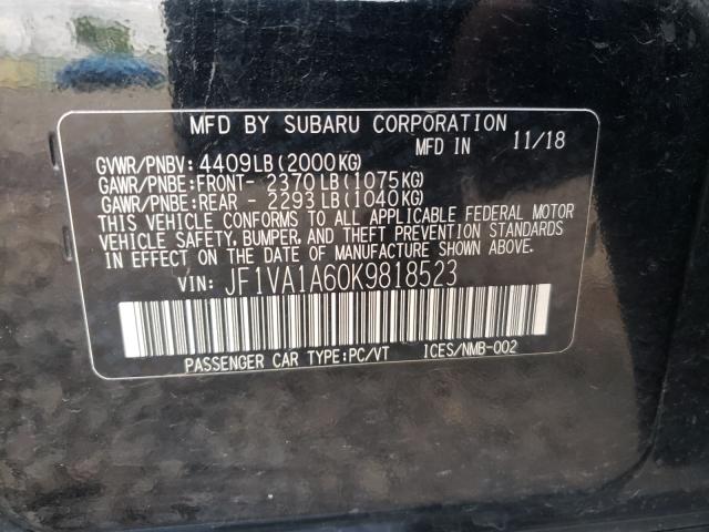 2019 SUBARU WRX JF1VA1A60K9818523