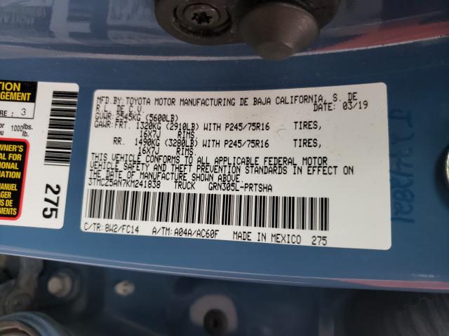 2019 TOYOTA TACOMA SR5 3TMCZ5AN7KM241838