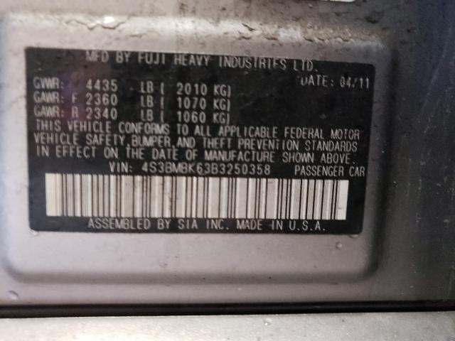 2011 SUBARU LEGACY 4S3BMBK63B3250358
