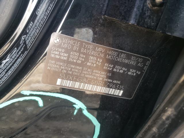 2011 BMW X6 XDRIVE5 5UXFG8C50BLZ96315