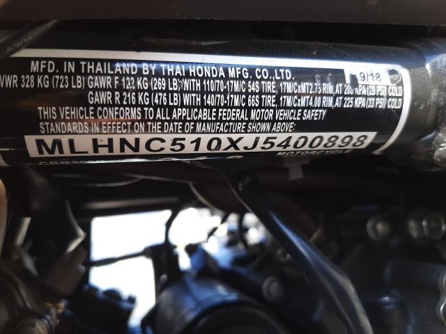 2018 HONDA CBR300 R MLHNC510XJ5400898