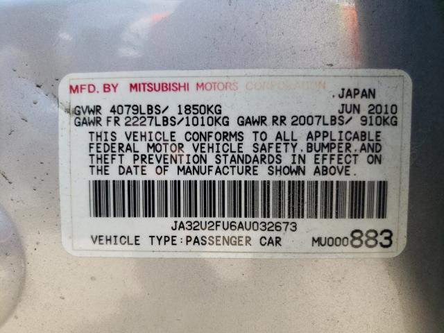 2010 MITSUBISHI LANCER JA32U2FU6AU032673