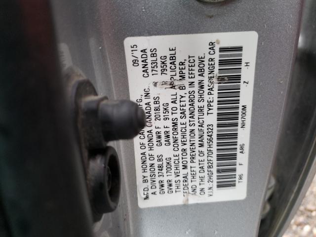 2015 HONDA CIVIC SE 2HGFB2F70FH564323