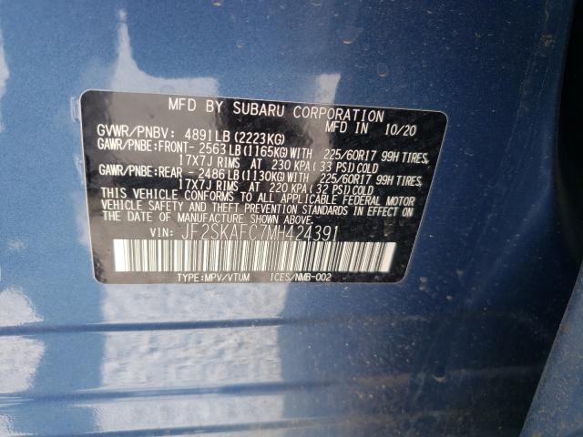 2021 SUBARU FORESTER JF2SKAFC7MH424391