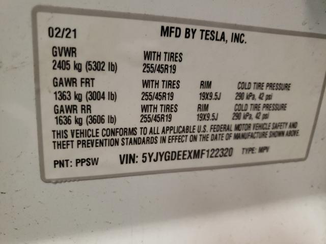 5YJYGDEEXMF122320 Tesla Model Y