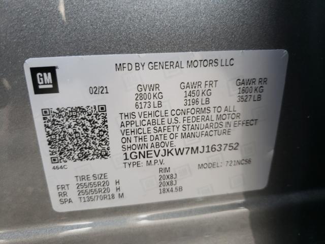 2021 CHEVROLET TRAVERSE R 1GNEVJKW7MJ163752