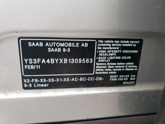 2011 SAAB 9-3 2.0T YS3FA4BYXB1309563